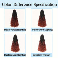 18-Inch Brown Goddess Wavy Faux Locs Crochet Hair Extensions - Natural Looking Synthetic Dreadlocks with Curly Ends, Versatile Styling for All Women, Ethnic Hairstyle Variety|Shoulderlength Locs