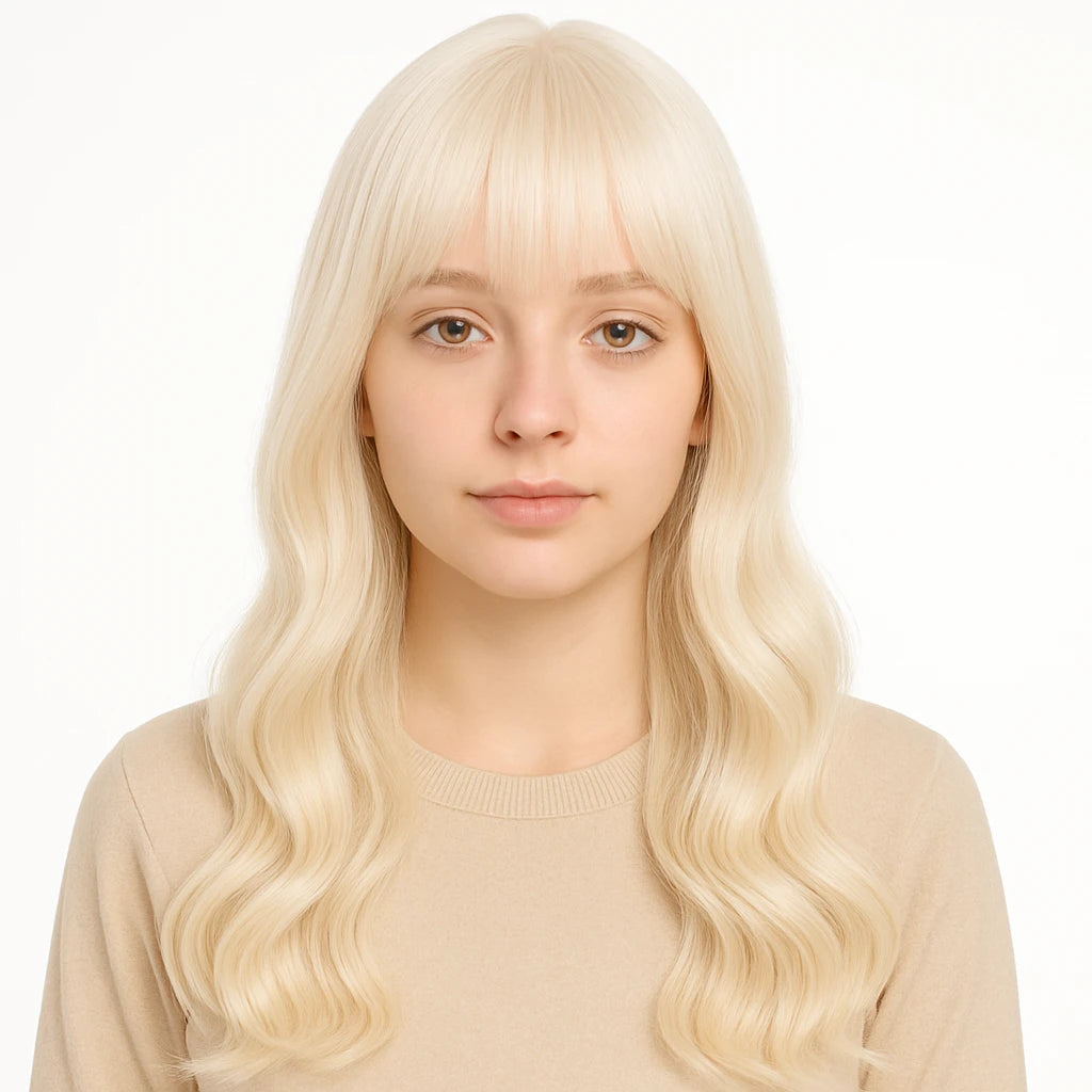 Heat-Resistant Pink Cosplay Wig with Bangs – 24" Long Straight Anime Wig | Soft Matte Fiber, Natural Look for Women