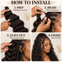 Four-step installation guide for Body Wave bulk human hair boho braids
