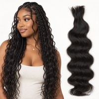 Natural black Body Wave bulk human hair for boho braids with loose no-weft bundle