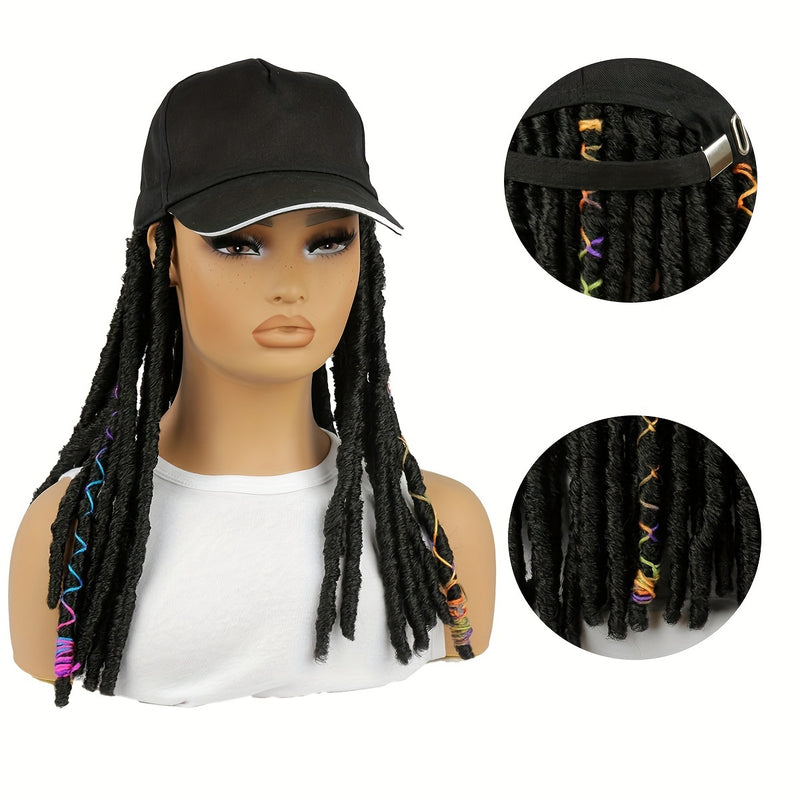 Baseball Cap Wig with Braided & Faux-Lock Synthetic Hair – Easy Hat Style for Parties & Halloween