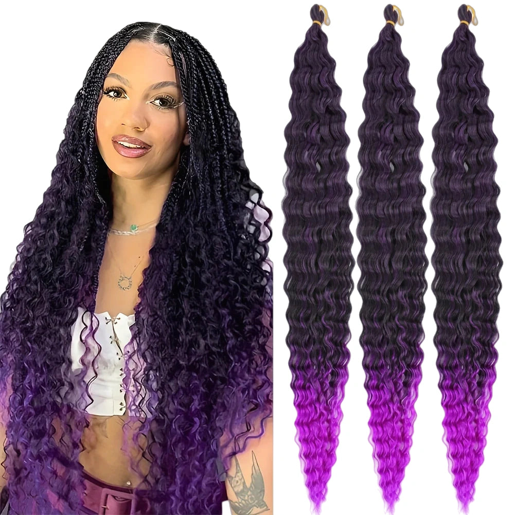 Deep Wave Synthetic Braiding Hair – 3PCS 32″ Ocean Wave Crochet Hair Extensions