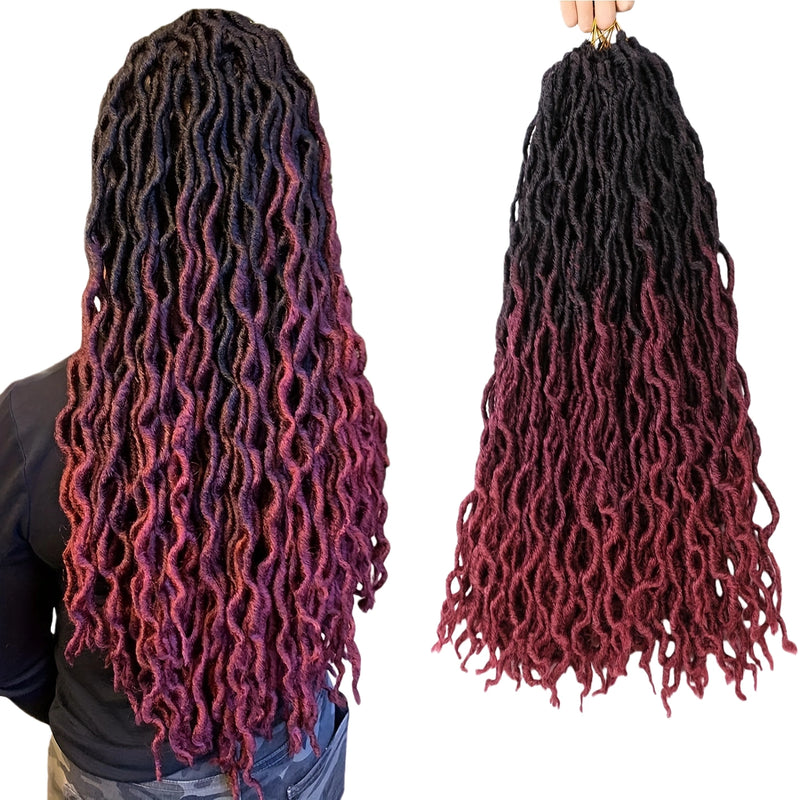 18 Inch Goddess Wavy Faux Locs – 8 Pack Soft Synthetic Crochet Locs with Curly Ends for Natural-Looking Styling