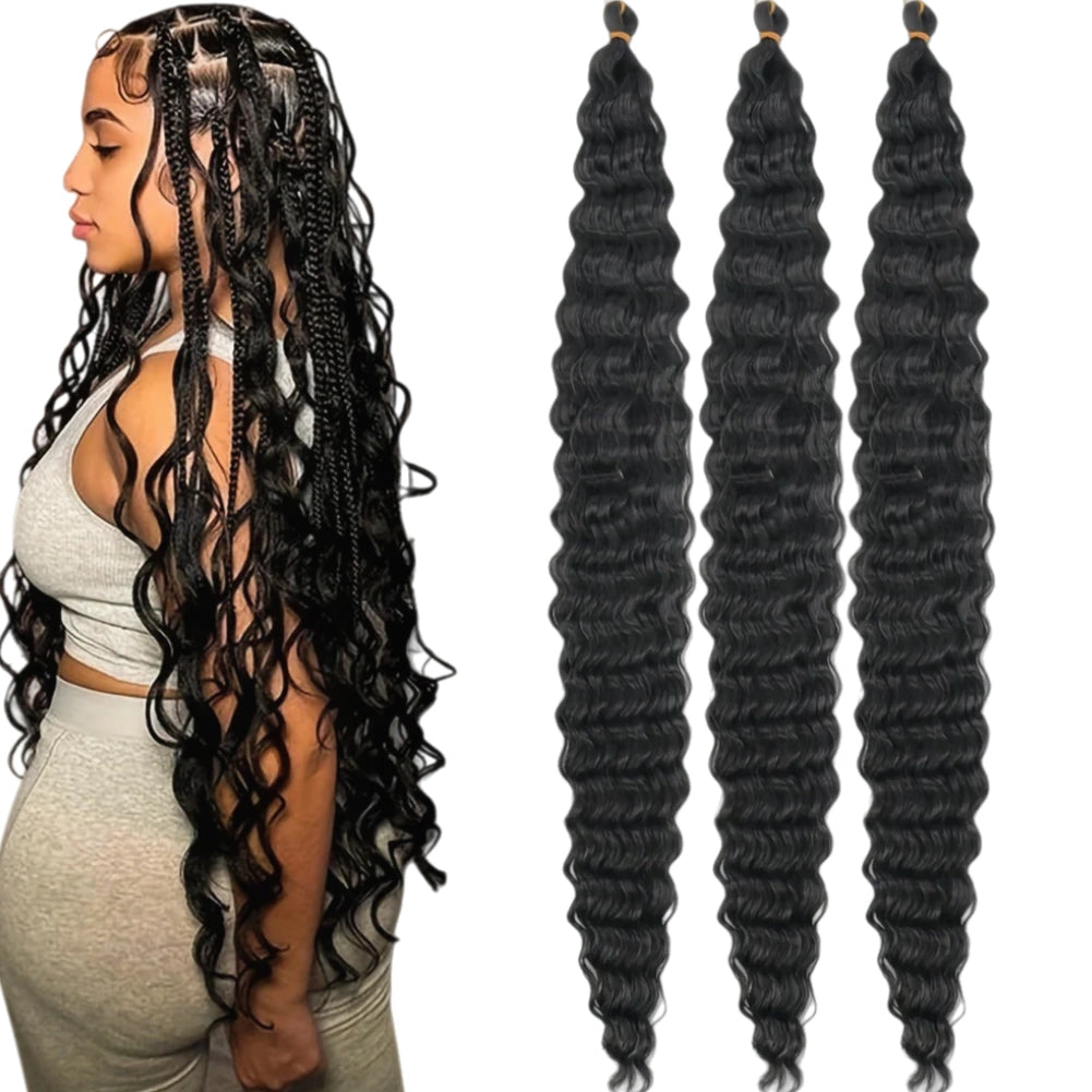 Deep Wave Synthetic Braiding Hair – 3PCS 32″ Ocean Wave Crochet Hair Extensions