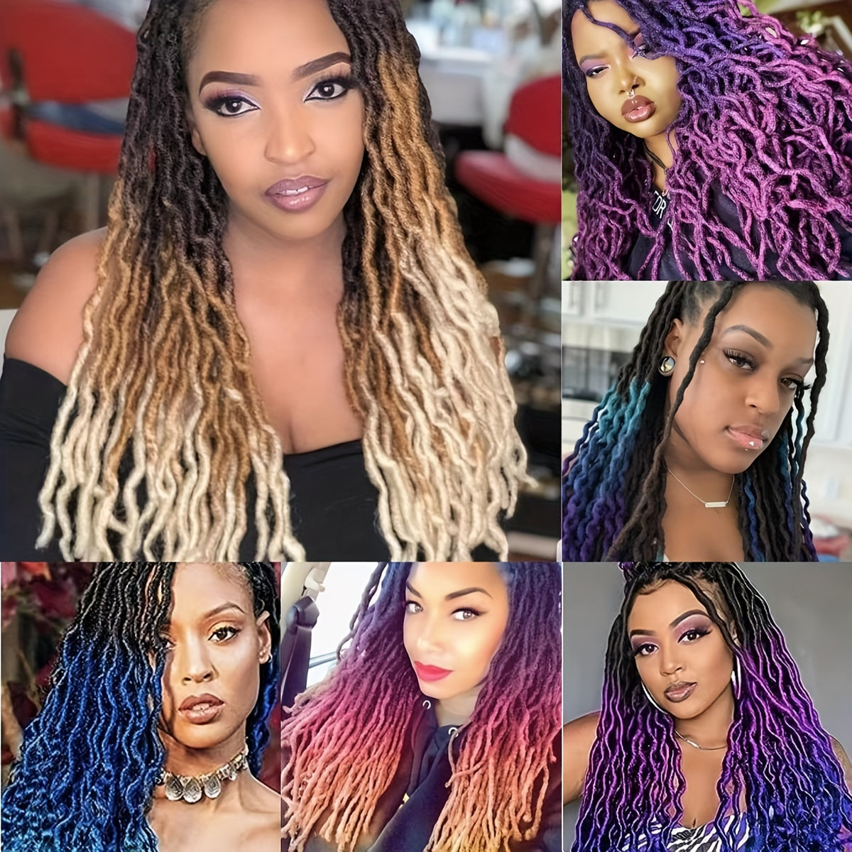 18 Inch Gypsy Goddess Faux Locs – Wavy Crochet Hair Extensions, Synthetic Braiding Hair for Women, Ombre Colour Options