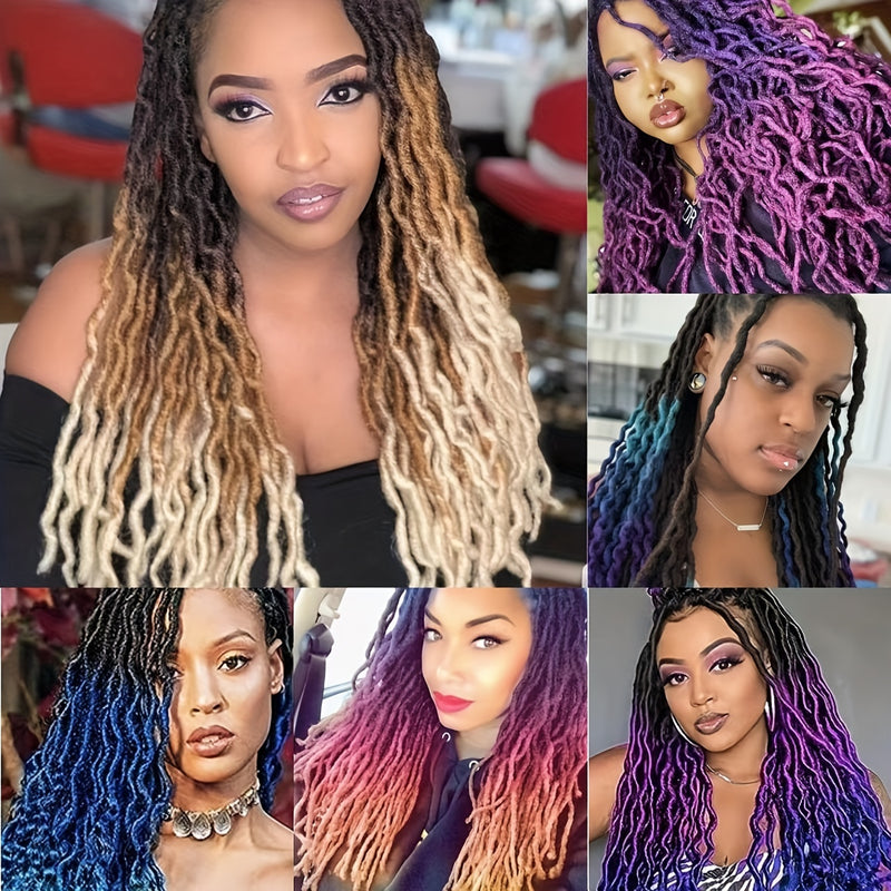 18 Inch Gypsy Goddess Faux Locs – Wavy Crochet Hair Extensions, Synthetic Braiding Hair for Women, Ombre Colour Options