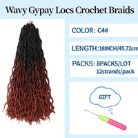 18-Inch Brown Goddess Wavy Faux Locs Crochet Hair Extensions - Natural Looking Synthetic Dreadlocks with Curly Ends, Versatile Styling for All Women, Ethnic Hairstyle Variety|Shoulderlength Locs