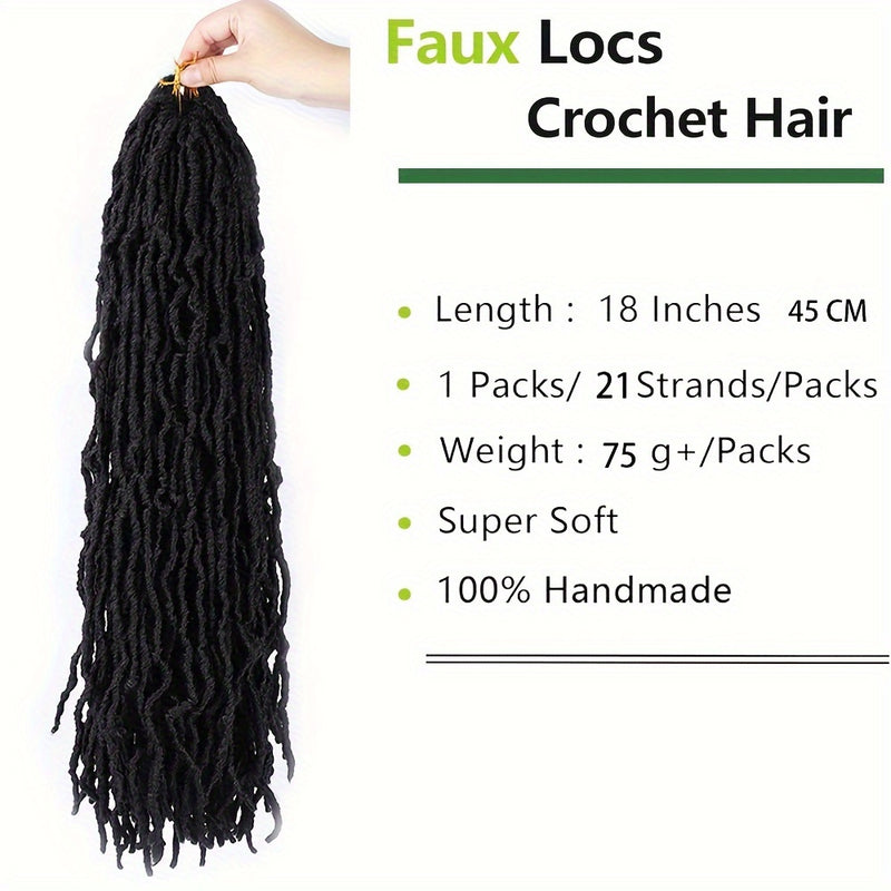 21-Strand 18" Nu Locs Crochet Hair Extensions for Women - Versatile & Easy to Style