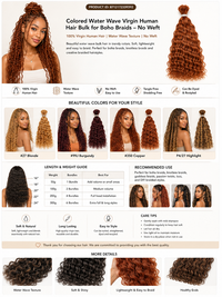 Colored Water Wave virgin human hair color and product guide