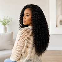 Model wearing Curly Human Hair for Crochet Braids – Pre-Separated in back lifestyle view