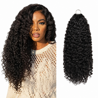 Curly Human Hair for Crochet Braids – Pre-Separated with model and hair product on white background