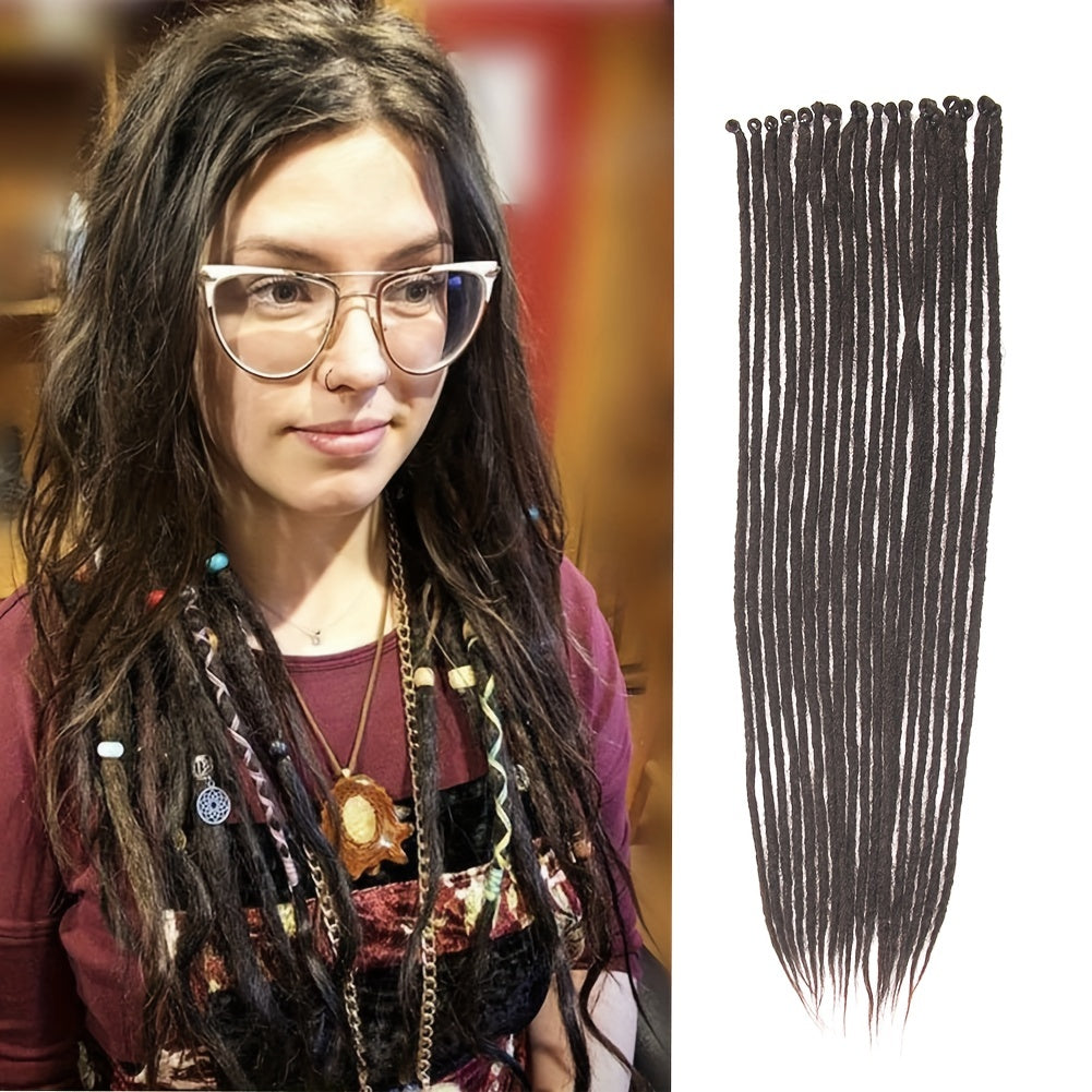 25pcs PLENDAY 24" SE Synthetic Dreadlocks, Soft 0.6cm Thick Thin Single Ended Crochet Hair Extensions, Low Temperature Fiber, Unisex Adult
