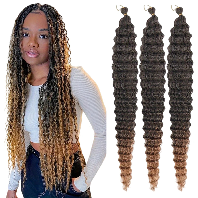 Deep Wave Synthetic Braiding Hair – 3PCS 32″ Ocean Wave Crochet Hair Extensions
