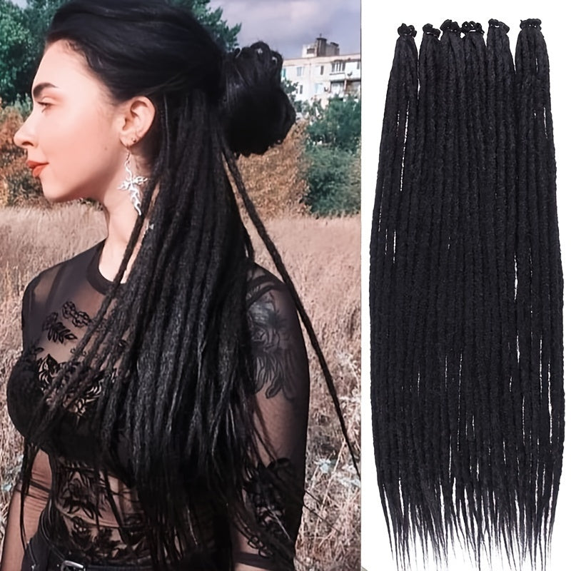 20 Strands Pre-Looped Dreadlock Extensions - 24 Inch Handmade, 0.6cm Width, Synthetic Single Ended Crochet Braids for Women - Lightweight & Easy Install for Halloween