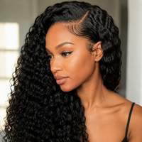 Model wearing Deep Wave Human Hair for Crochet Braids – Pre-Separated in detail lifestyle view
