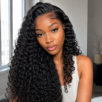 Model wearing Deep Wave Human Hair for Crochet Braids – Pre-Separated in indoor lifestyle view