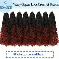 18-Inch Brown Goddess Wavy Faux Locs Crochet Hair Extensions - Natural Looking Synthetic Dreadlocks with Curly Ends, Versatile Styling for All Women, Ethnic Hairstyle Variety|Shoulderlength Locs