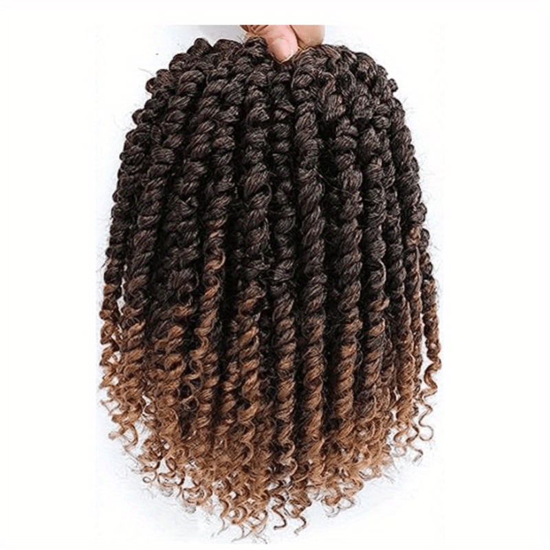 YOROSTAR 8 Inch Pre-Twisted Synthetic Soft Crochet Hair Extensions - 8 Packs, Low Temperature Fiber, Pre-Looped Passion Twist Curly with 6 Inch Hair, Crochet Needle & Hair Rings Gift for Black Women