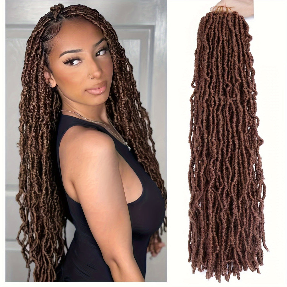 21-Strand 18" Nu Locs Crochet Hair Extensions for Women - Versatile & Easy to Style