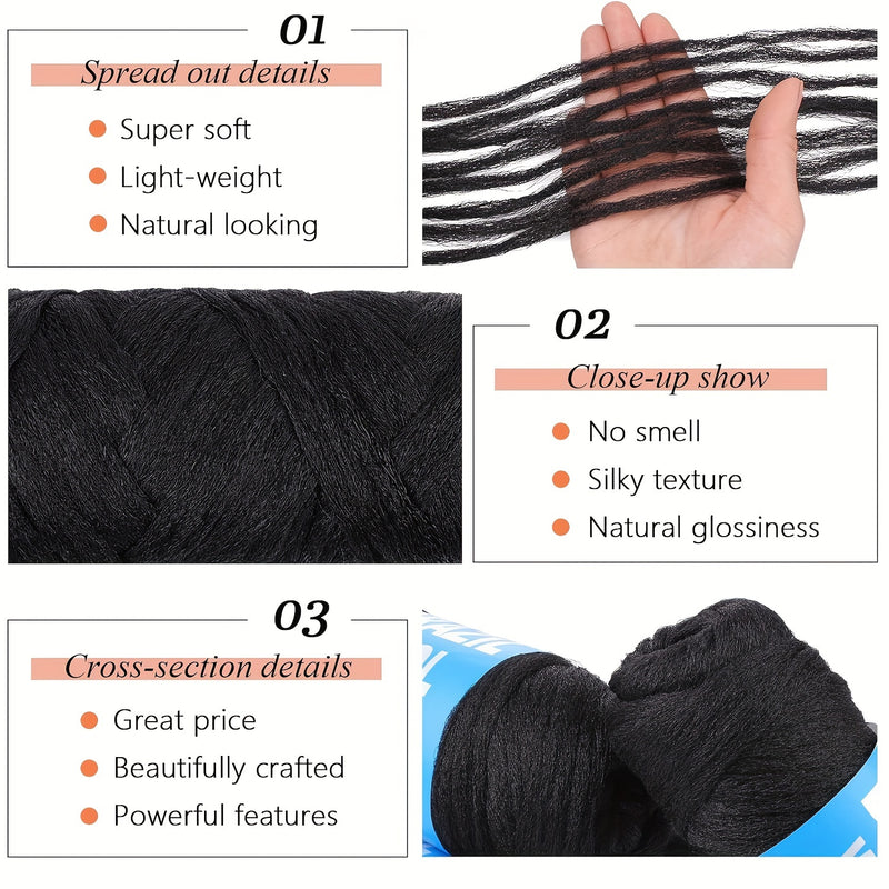 8 Pcs Brazilian Wool Braiding Hair – Acrylic Yarn for Crochet Box Braids, Senegalese Twist & Faux Locs Extensions