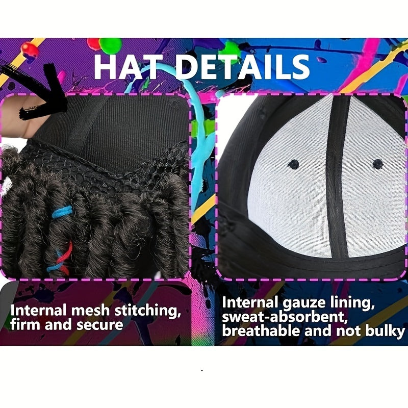 Baseball Cap Wig with Braided & Faux-Lock Synthetic Hair – Easy Hat Style for Parties & Halloween