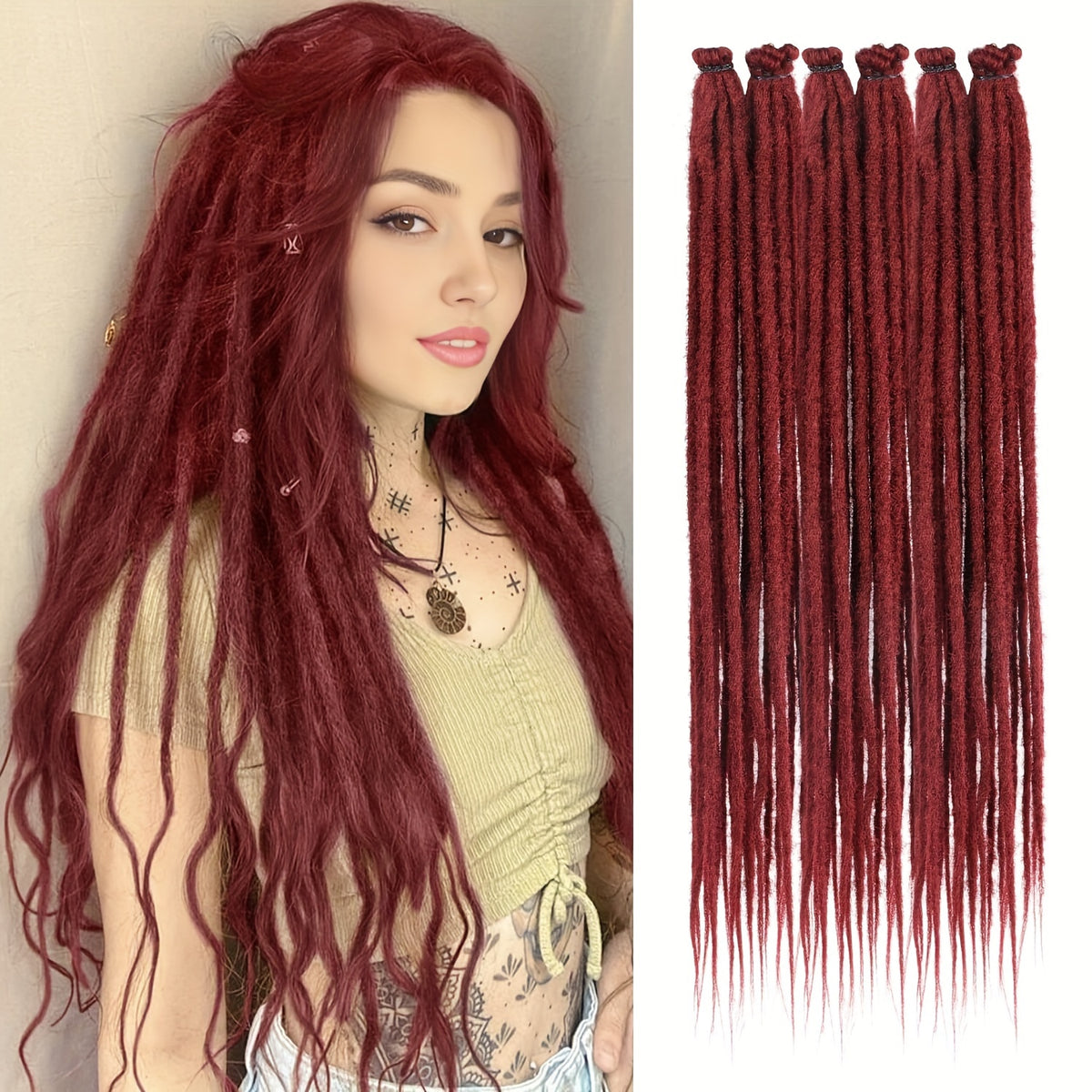 25pcs PLENDAY 24" SE Synthetic Dreadlocks, Soft 0.6cm Thick Thin Single Ended Crochet Hair Extensions, Low Temperature Fiber, Unisex Adult