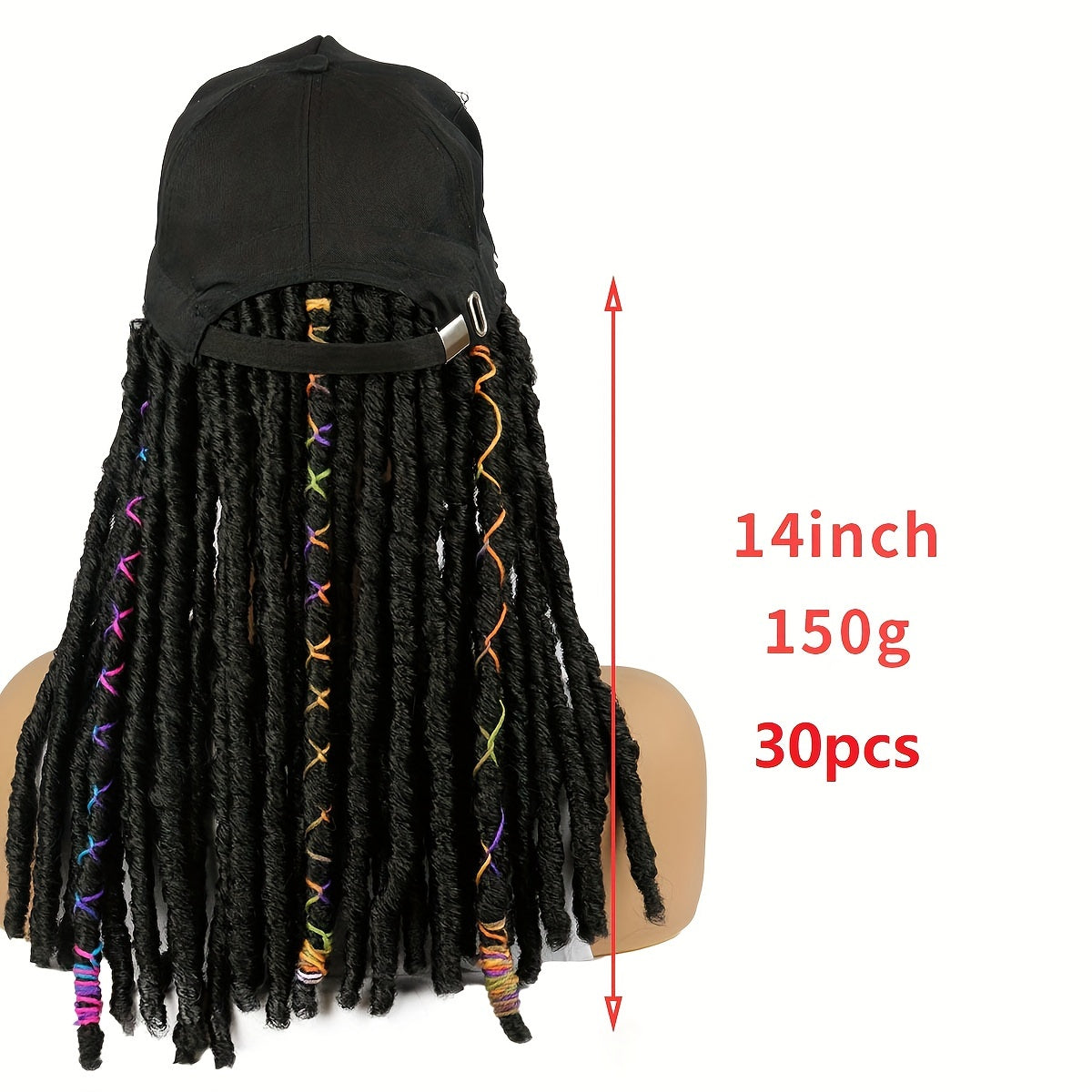 Baseball Cap Wig with Braided & Faux-Lock Synthetic Hair – Easy Hat Style for Parties & Halloween