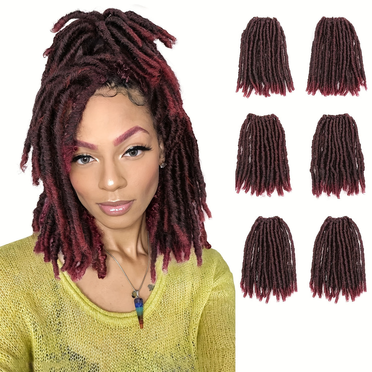 6 Packs of Dreadlock Locs 120 Strands Ombre 1B/30 Pre-Looped Crochet Hair