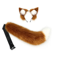 Red Fox Beast Ear & Tail Set – Anime Cosplay Headband with Faux Fur Wolf/Cat Ears + Matching Tail