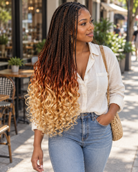 French Curl braiding hair lifestyle, styled with multiple 150g packs
