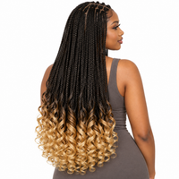Black with Honey Tips French Curl braiding hair, styled with multiple 150g packs