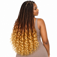Chocolate–Golden Blonde Ombré French Curl braiding hair, styled with multiple 150g packs