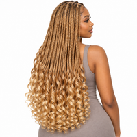 Honey Blonde French Curl braiding hair, styled with multiple 150g packs