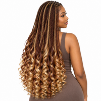 Honey & Auburn Blend French Curl braiding hair, styled with multiple 150g packs
