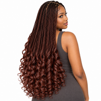 Dark Auburn French Curl braiding hair, styled with multiple 150g packs