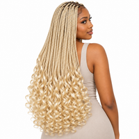 Platinum Blonde French Curl braiding hair, styled with multiple 150g packs