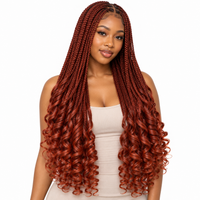 Burnt Orange French Curl braiding hair, styled with multiple 150g packs