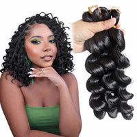 Boho Box Braids Crochet Hair Bob – Black Loose French Curl Synthetic Braids for Women