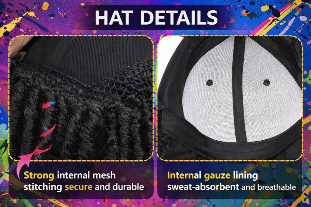 Baseball Cap Wig with Braided & Faux Loc Synthetic Hair – Easy Hat Style for Parties & Halloween