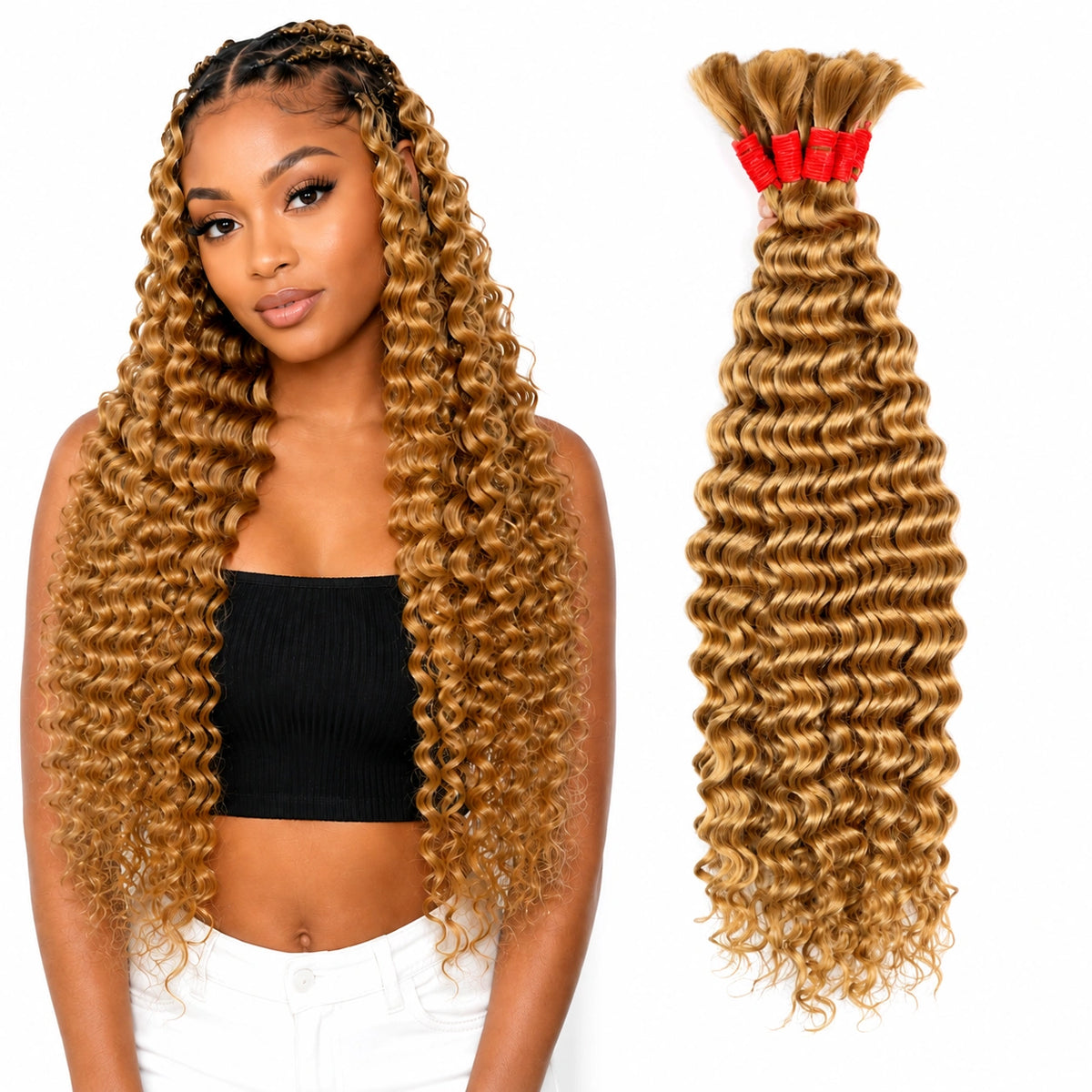 Colored Water Wave Virgin Human Hair Bulk for Boho Braids – No Weft