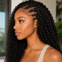 Model wearing Kinky Curly Human Hair for Crochet Braids – Pre-Separated String in detail lifestyle view