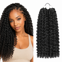 Kinky Curly Human Hair for Crochet Braids – Pre-Separated String with model and hair product on white background