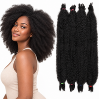 Natural black Marley braiding hair with model and loose hair bundles