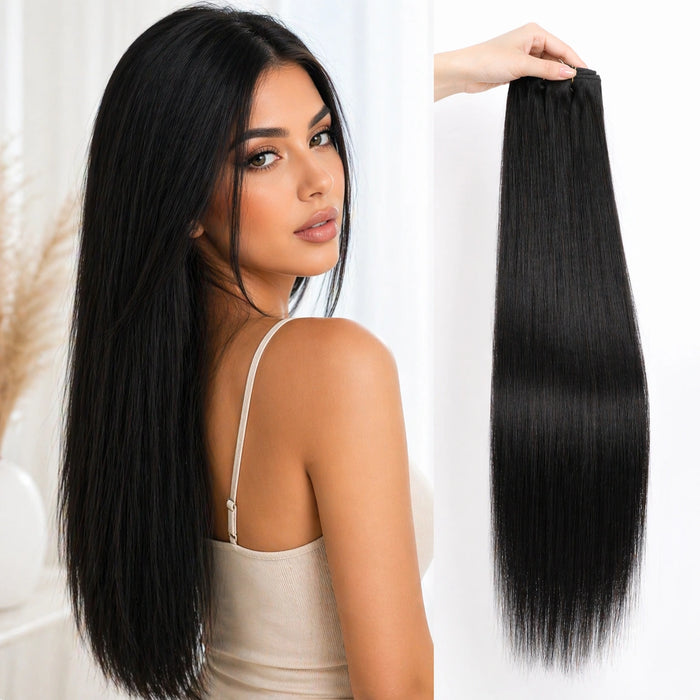 Silky Straight Hair Extensions – Soft, Natural Human Hair-Like Fiber (26” / 30”)
