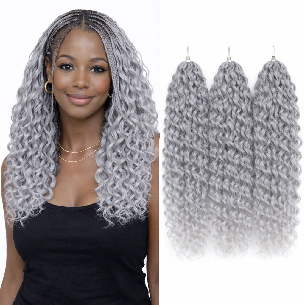 24 Inch Water Wave Crochet Braiding Hair Pink Blonde Synthetic Hair Extensions for Black Women