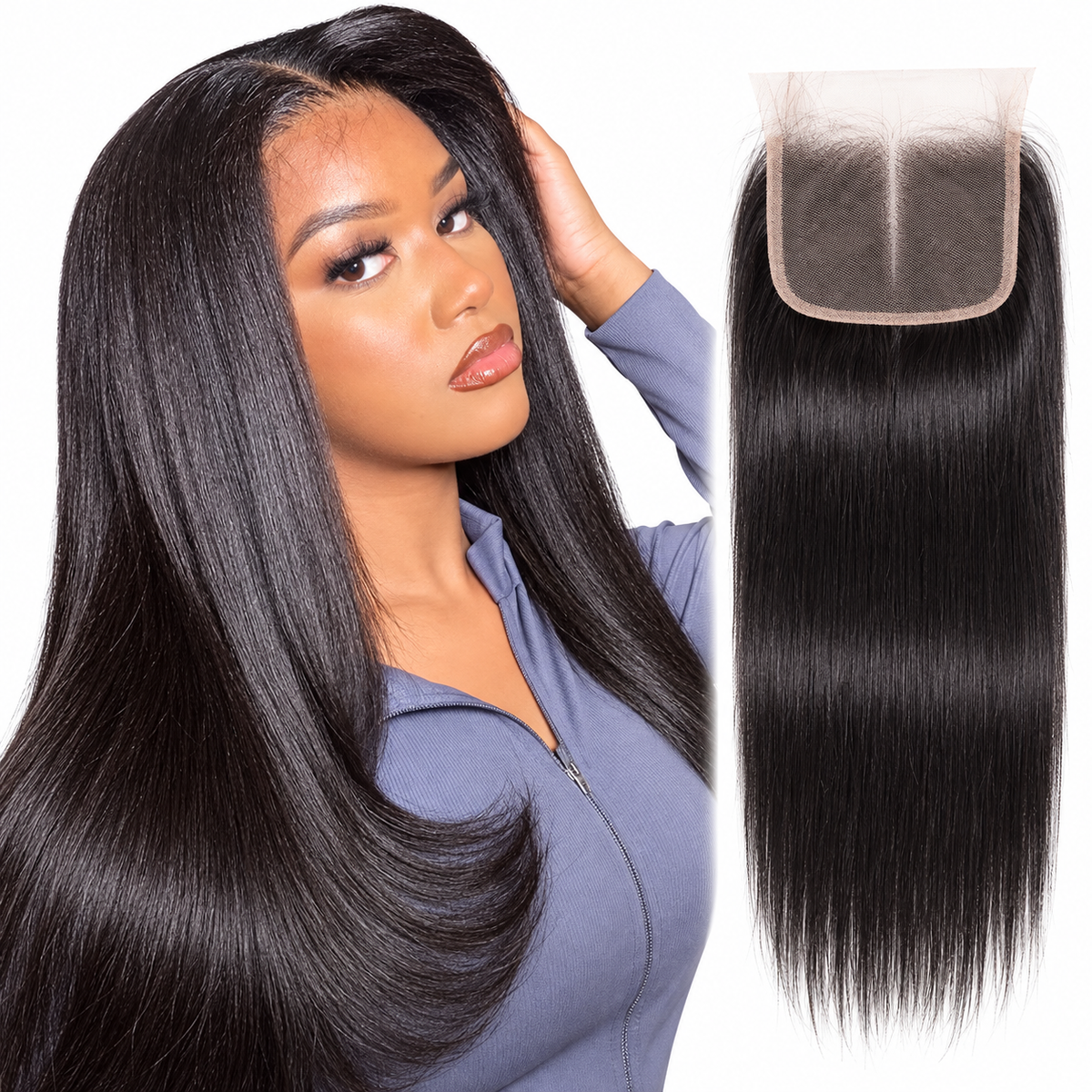 Illustrative straight lace closure, check selected variant