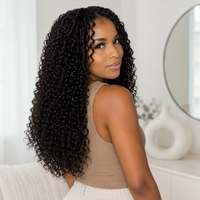 Model wearing Water Wave Human Hair for Crochet Braids – Pre-Separated in back lifestyle view