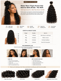 Water Wave virgin human hair bulk for boho braids lifestyle and product guide