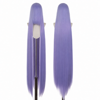 150cm straight cosplay wig Periwinkle Lavender front and back product reference