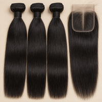 Illustrative product for straight human hair closure sets and samples